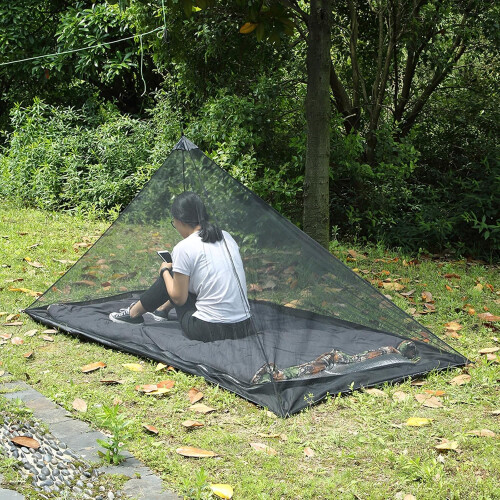 Camping bed mosquito net carrying bag triangular mosquito net outdoor fly net camping black 2