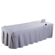 Massage table cover beauty salon bed sheet 5PC set. Short beauty bed sheet day blanket with hole body massage blanket (Gray, Round Stool Cover)