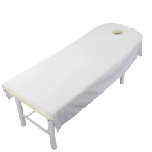 Massage table cover Solidcolor polyester bed sheet for beauty salons (White, 80x190cm)