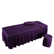 Massage table cover Beauty salon bed sheet 5PC. Short beauty bed skirt Day blanket with hole Body massage blanket (Dark Purple, Round Stool Cover)