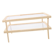 Wooden Pasta Dryer for Homemade Fresh Spaghetti Noodle Dryer with Food Drying Net Vegetable Fruit Dryer Wood Color, Double Layer 39X24.5X16CM