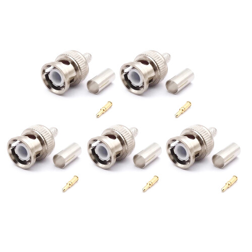 5 Pack/10 Pack BNC Male Crimp Connector 50Ohm Connector-5 sets