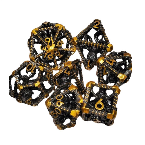 Polyhedral RPG Dice Set  Metal Tabletop Dice, Steampunk RolePlaying Game Dice