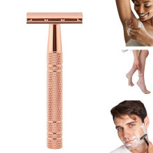 Safety Razor for Women, Single Blade Razor for Men with Razor Stand, Rose Gold