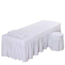 Massage table cover Beauty salon bed sheet 5PC set Short beauty bed sheet Day blanket with hole Body massage blanket (White, Pillow case 30x50cm)