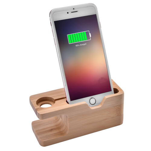 Βάση φόρτισης για Apple Watch iPhone, φυσική ξύλινη βάση από μπαμπού με επαγωγικές 1