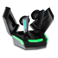 Kabelloses Gaming-Headset mit auffälliger LED-Beleuchtung und extrem latenzarmem Schnellladecase mit RGB-Effekten, Bluetooth-Ohrhörer mit langer