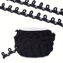 20Yard Long Elastic Polyester Button Straps Detachable-Black