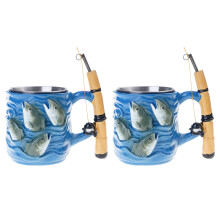 Fishing Coffee Mug,Travel Coffee Cup Drinkware Cool Gift-2pcs