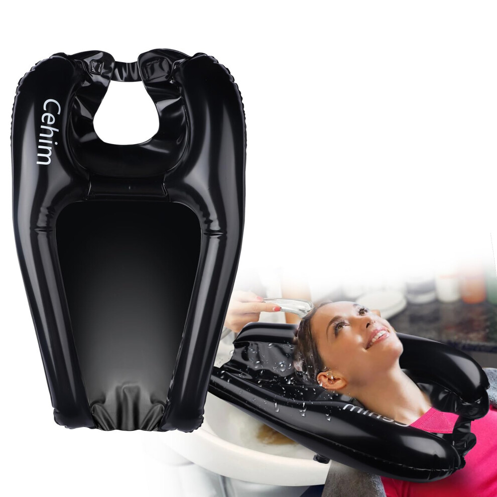 Black Inflatable Hair Wash Basin For Home Sink, Portable Shampoo Bowl (Black)