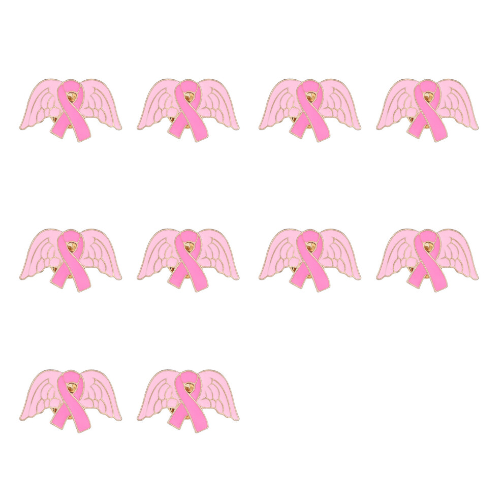 Pink Alloy Ribbon Pin Wing Shape Brooches Lapel Pins With Back