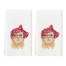 2 stuks kattenprint handdoek zachte microvezel-Patroon 2