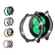 Glitzernde Hülle für Samsung Galaxy Watch 40 mm, kristallbeschichtete PC-Lünette mit Stoßschutzhülle und beschlagfreiem HD-Displayschutz aus