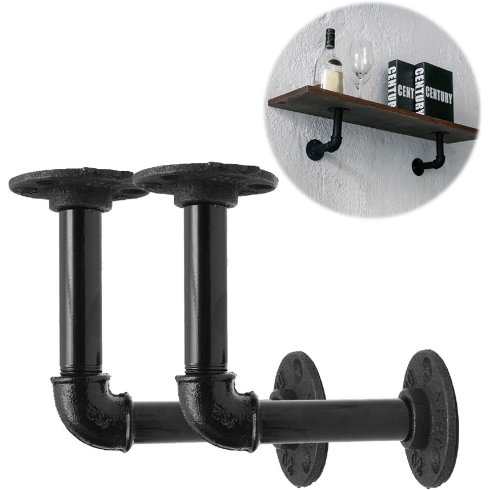 Excellent Value Pipe Shelf Brackets, Customer Satisfaction Guarantee For Custom Floating Shelves, Multi-Functional Supports Up To 120 Lbs, Black (Pack 9437117081386