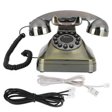 Teléfono antiguo con reducción de ruido y diseño retro, teléfono con cable, teclado de marcación por pulsación e interfaz de botones grandes,