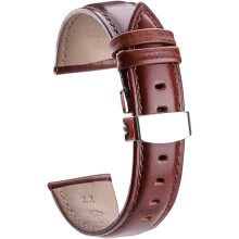 Watch straps, leather, 1824mm, smooth strap for men and women, soft, quick release (21mm Brown)