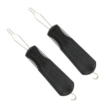 Pack of 2 Button Hook Zip Pull Helper Shirt Collar Wire Loop Pull Through Assist Device Tool for Fibromyalgia Black