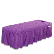 Massage table sheet with face hole, beauty salon bed cover (Dark Purple, 190x80cm)