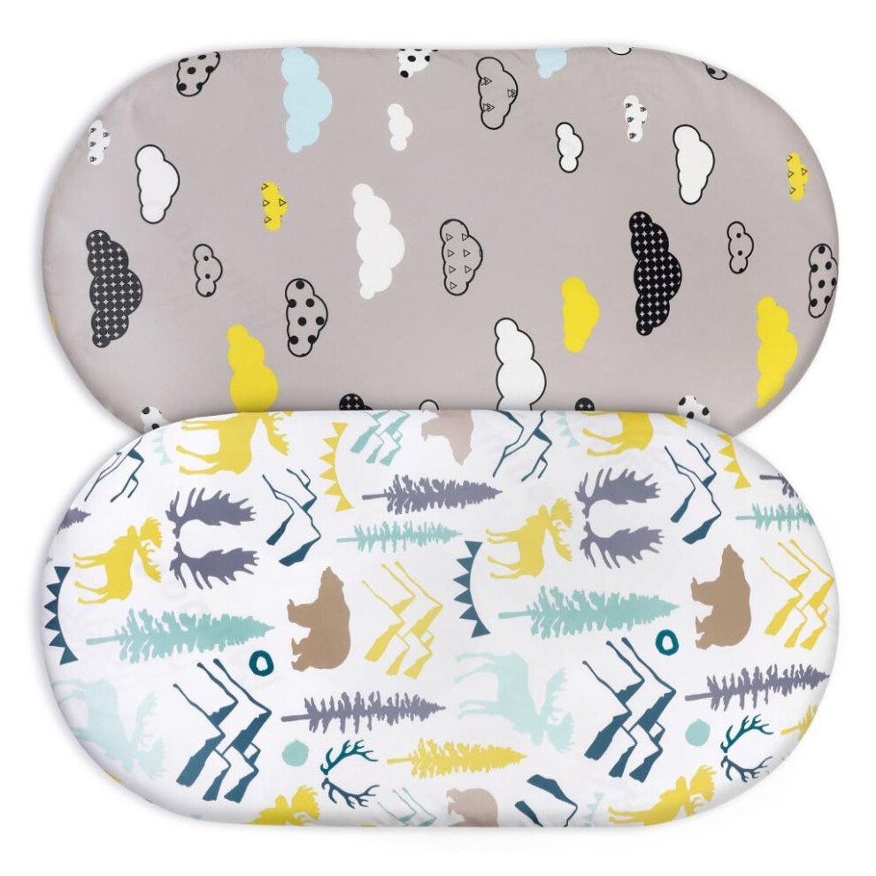 Baby Fitted Sheets 2 Pieces Crib Cartoon Print Bassinet Mattress Covers Elastic Removable Gllc20002