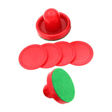 1 set of air hockey pucks and paddles, red pushers, pucks, replacement parts