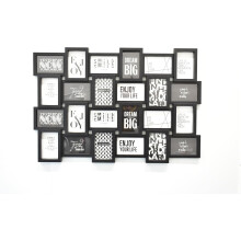 24 Multi Aperture ZigZag Black Photo Frame 86x57Cm