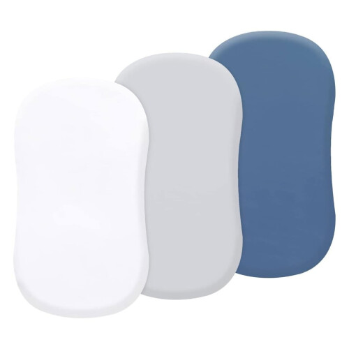 3 x Bassinet Fitted Sheets for Cradle, Basket, Upholstery, Fitted Sheets, Changing Mat, Cot Protector Set 3