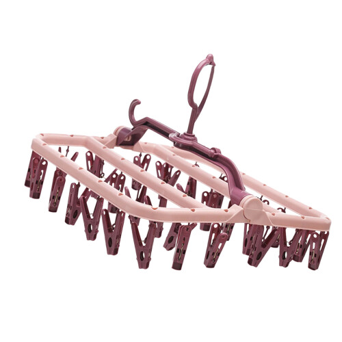 Thickened Foldable Laundry Hanger With Multiple-Morandi powder