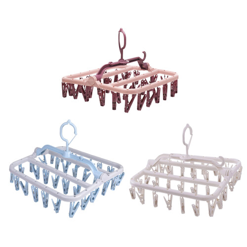 Thickened Foldable Laundry Hanger With Multiple-Morandi powder 1