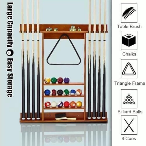 Portable Billiard Queue Holder, Holds 8 Queues and Balls 1