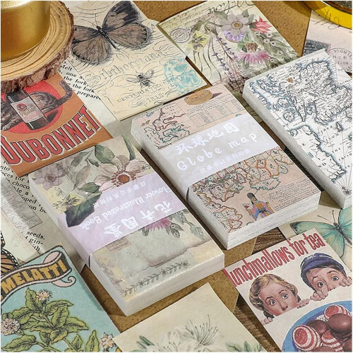 Vintage Aesthetic Scrapbook Kit, 60 Sheets, NonAdhesive Sticky Notes, DIY Crafts 2