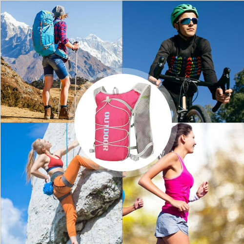 Lightweight Hydration Vest, Breathable Design, Adjustable Fit, Hot Pink 2