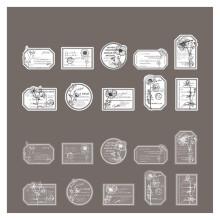 Vintage Aesthetic Scrapbook Kit, 20 Pieces, Labels, Stickers, Transparent