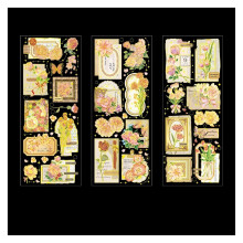 Vintage Aesthetic Scrapbook Kit Set of 3, Bronze Flower Stickers, DIY Labels, Scrapbooking Materials (32)
