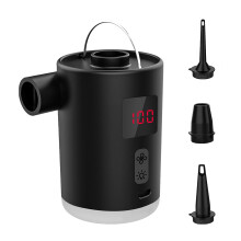 Portable rechargeable inflatable device with LED light for travel
