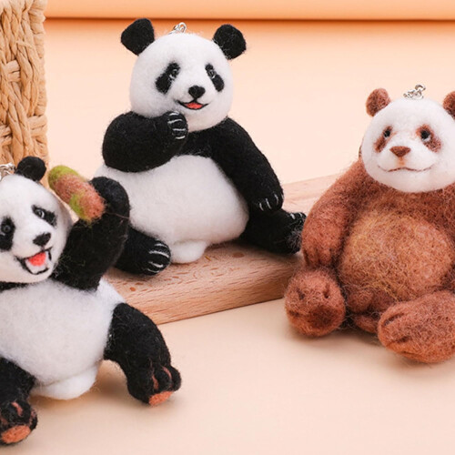 Panda Needle Felting Set With Needle, Wool, Protector For Beginners Fu Bao 1