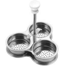 Poached egg maker, stainless steel poached egg pan with holes, foodgrade poacher with 3 cups ABS handle, poaching cups for breakfast cooking tool.