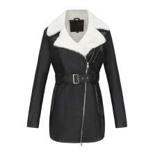 Winter Oversized Pu Leather Jacket Women Faux Fur Inside Warm Lined Coat