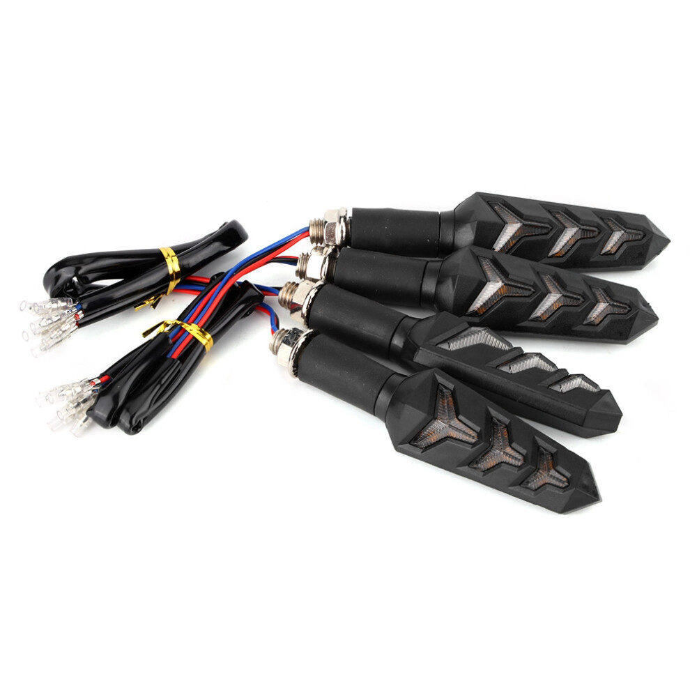 Flowing Turn Signal Led Motorcycle Indicators Front Rear Blinkers Daytime Running Universal Fit 4 All Bikes Durable Construction Ip67 Amber/Light 9139052976726