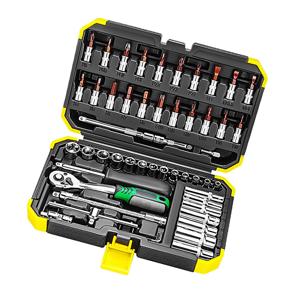 53Piece Socket Wrench Set, Ratchet Wrench Set And Extension Universal Joints, Sliding Extension Sockets For Car 72 Teeth. 9365049596503