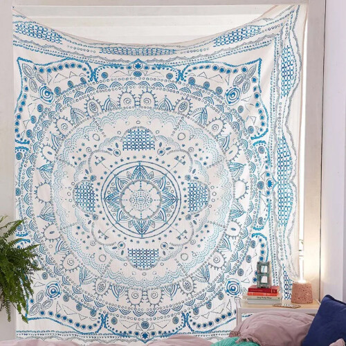 Boho Bedding Λευκό Χρυσό Queen Κάλυμμα, Πνευματικό Διακόσμημα για έναν Μποέμικο Τρόπο 1