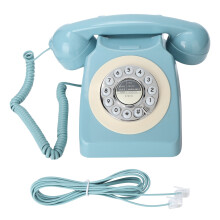 Vintage telefon, Vezetékes telefon kihangosító funkciókkal és hagyományos forgótárcsával, Retró telefon lakberendezéshez, Klasszikus