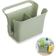 Organizador de mesa de tamaño ideal para cubiertos, diseño elegante con drenaje que facilita la limpieza (verde)