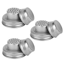 3 Piece Steel Spices Shaker Lid Nonslip Silicones Seal Mason Jar