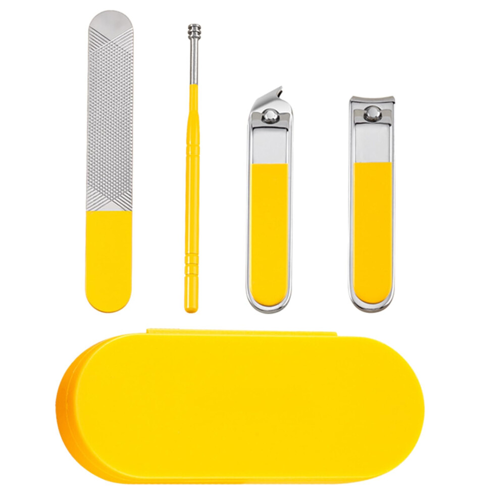 4 Pieces Stainless Steel Toenail Clippers Professional Nail File Set Angled Fingernail Trimmer Nail Cutter for Seniors Yellow