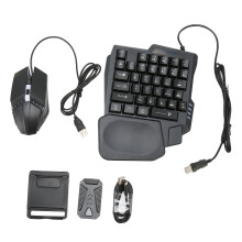 Játékfelszerelés komoly játékosoknak, ergonomikus kialakítás, 4 az 1-ben mobil játékkombináció, félkezes gamer billentyűzet és egér