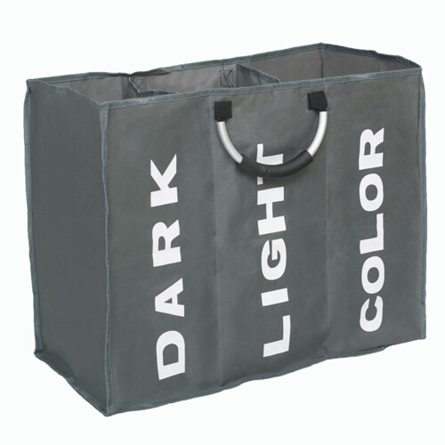 Versatile Sorting Laundry Hamper, Aluminum Handle, Foldable Space Saving, For Home Laundry Area, 3 Sections