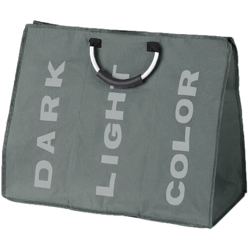 Versatile Sorting Laundry Hamper, Aluminum Handle, Foldable Space Saving, For Home Laundry Area, 3 Sections 1
