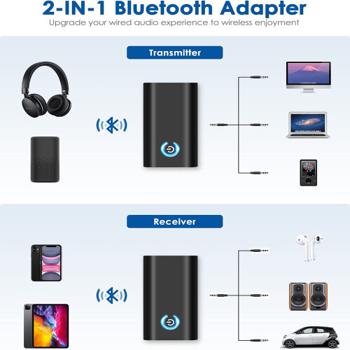 Ασύρματος προσαρμογέας Bluetooth για 4 αυτοκίνητα, Bluetooth 5.0, πομποδέκτης, φορητός 2