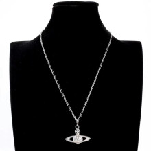 (Saturn Chain Necklace - White gold) Saturn Pearl Planet Pearl Necklace