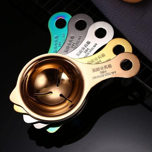 Egg Yolk Separator Divider Leak Egg Spoon Kitchen Tool Protein Separator Stainless Steel Egg White Separator Egg Leak Rose Gold 1